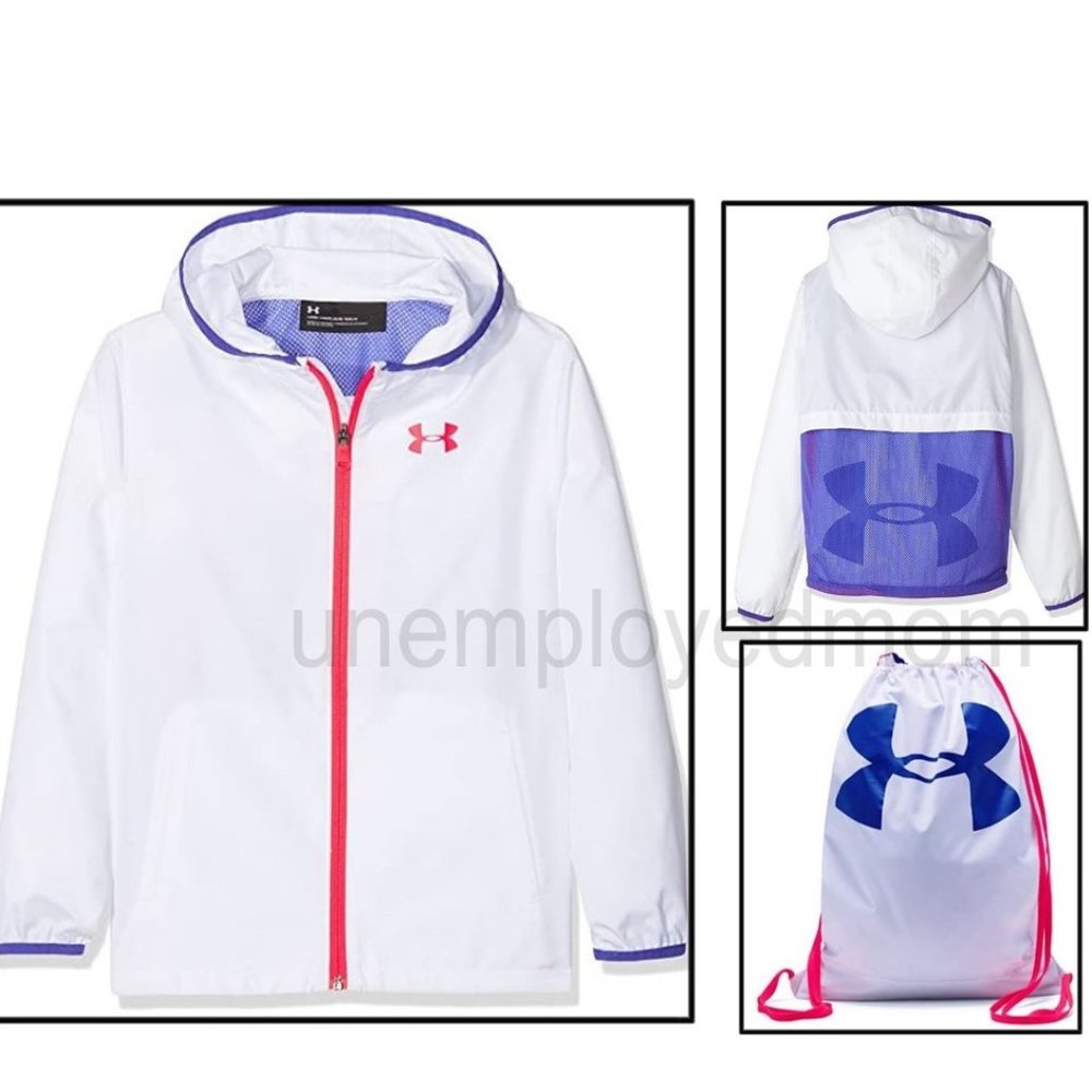 Girls Under Armour Jacket Sack Pack Full Zip Youth Athletic Sportswear Sports